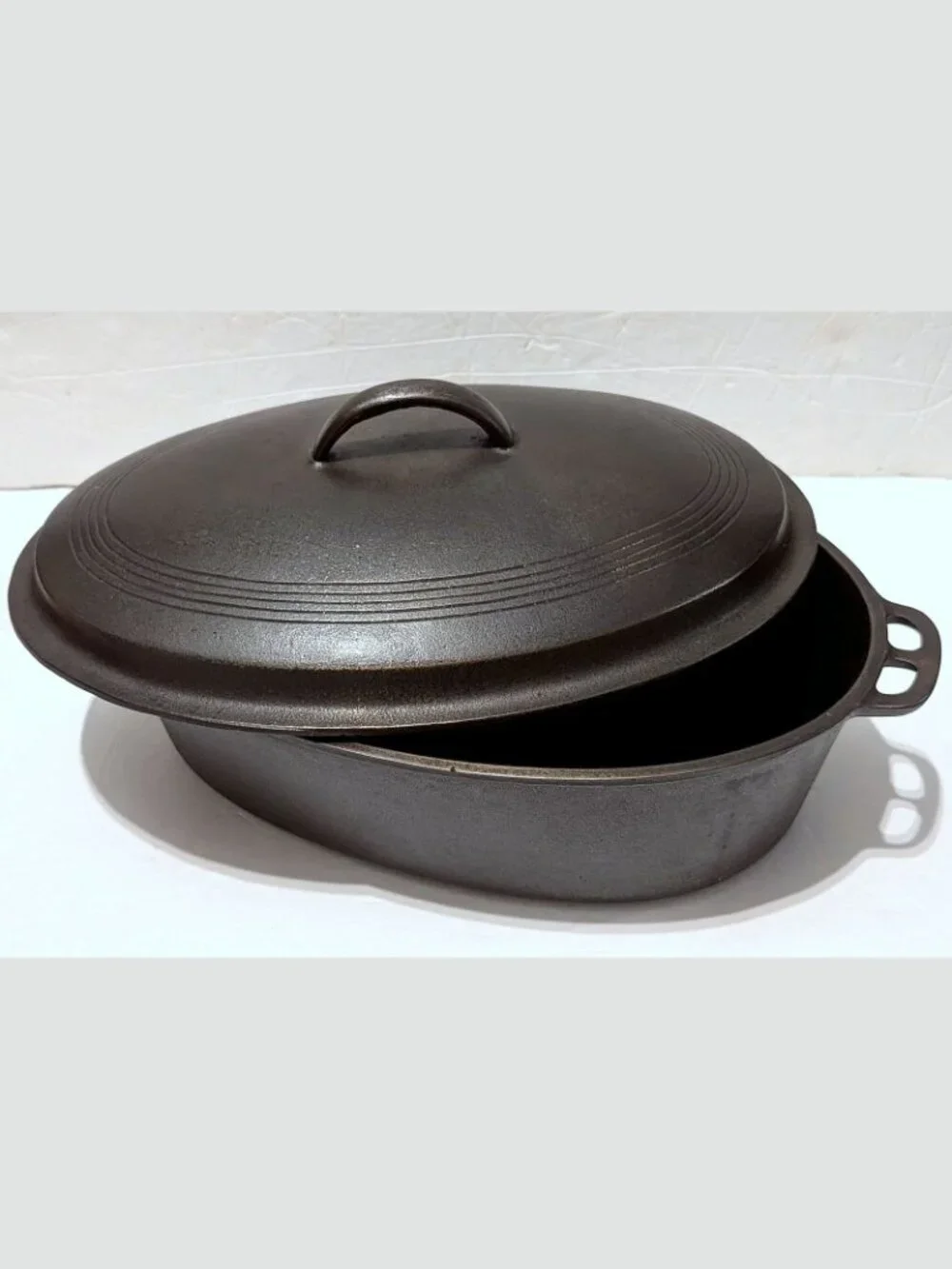 RARE VTG Wagner Ware Sidney O Drip Drop Cast Iron Oval Roaster 1285 w/ Lid